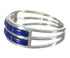 Genuine Sterling Silver And Lapis Inlay Southwestern Ring Size 7-3/4 WX60974